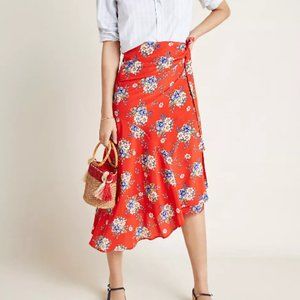 Yumi Kim Asymmetrical Red Floral Wrap Skirt Size S